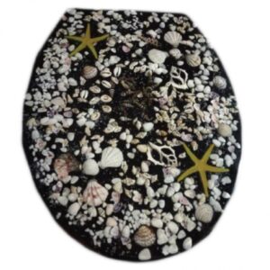 Κάλυμμα λεκάνης Polyresin 36x43 cm με χειροποίητα κοχύλια και αστερίες Eurocasa